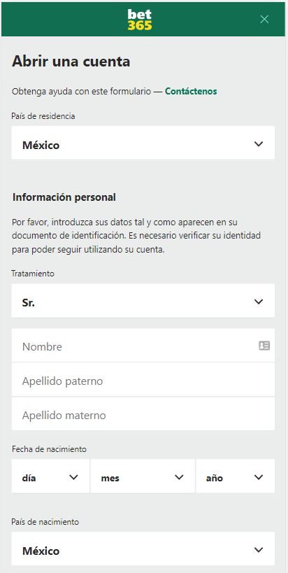 abrir tu cuenta de Bet365 México