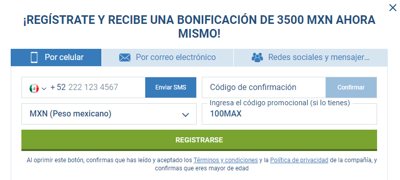 Cómo registrarse en el sitio de 1XBET México