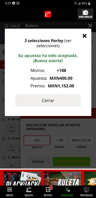 apuesta combinada en Caliente